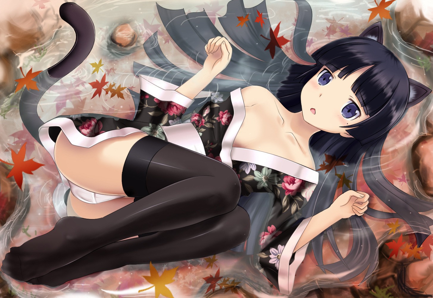 animal_ears edogawakid gokou_ruri nekomimi ore_no_imouto_ga_konnani_kawaii_wake_ga_nai pantsu tail yukata