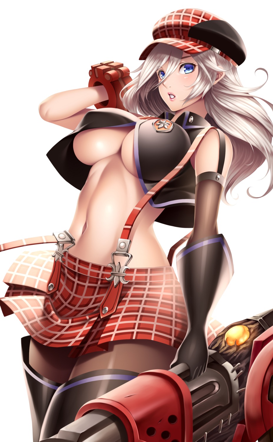 arisa_iriinchina_amieera erect_nipples god_eater god_eater_2 no_bra pantyhose underboob watanuki_kaname weapon