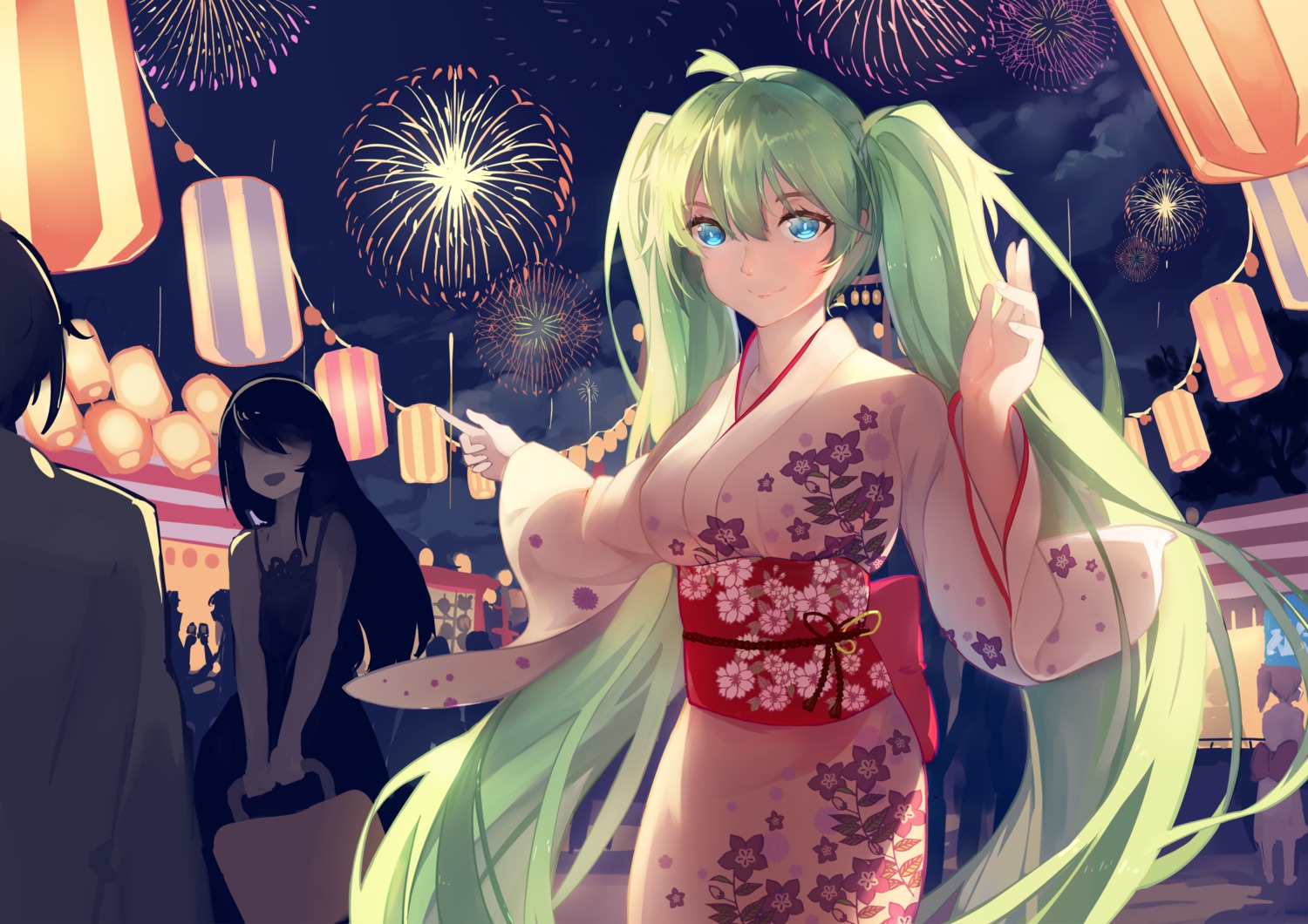 baisi_shaonian dress hatsune_miku vocaloid yukata