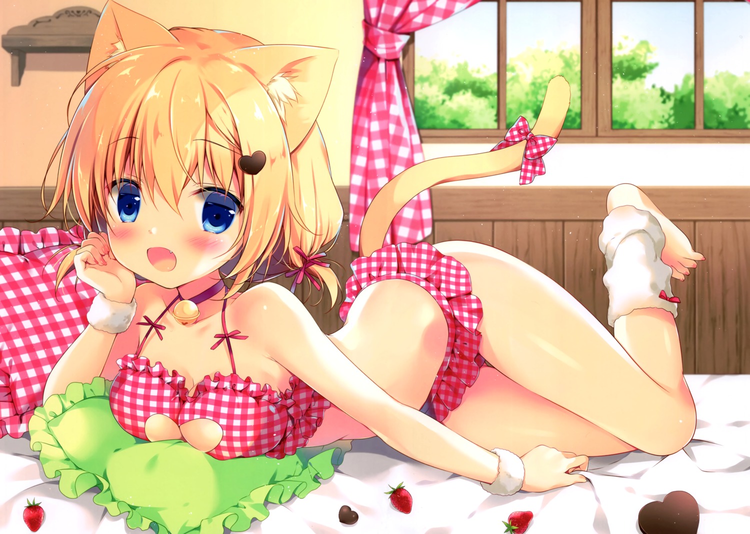 animal_ears bra canvas+garden cleavage kurumina_(canvas+garden) miyasaka_miyu nekomimi pantsu tail