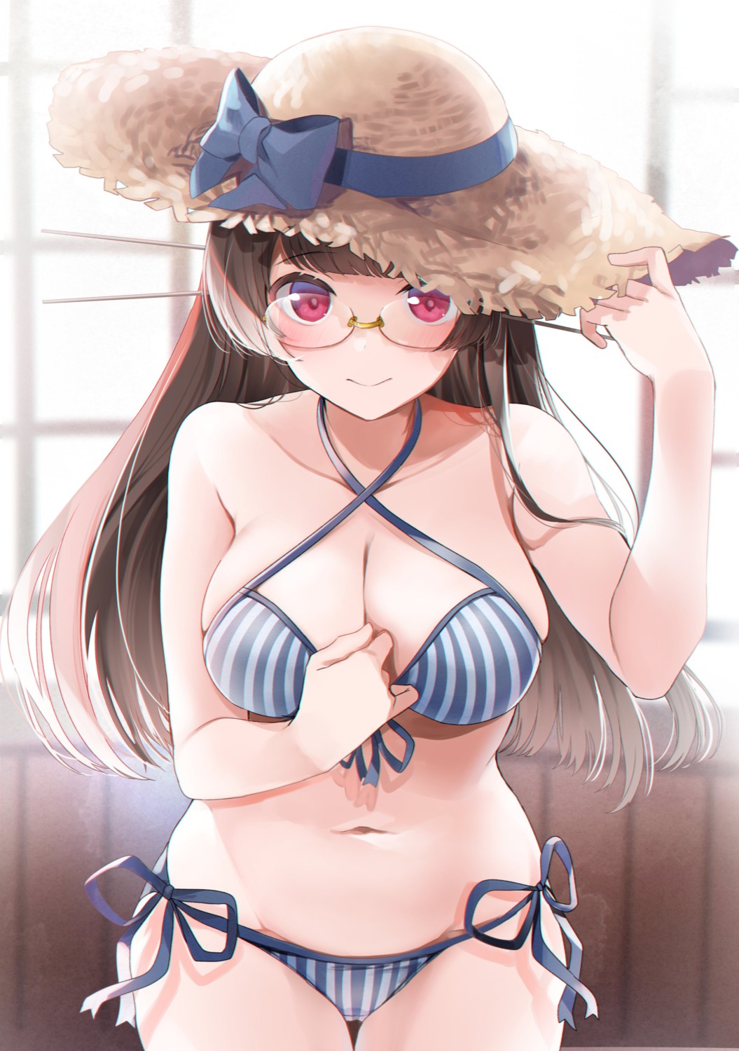 bikini choukai_(kancolle) cleavage kantai_collection megane swimsuits yunamaro