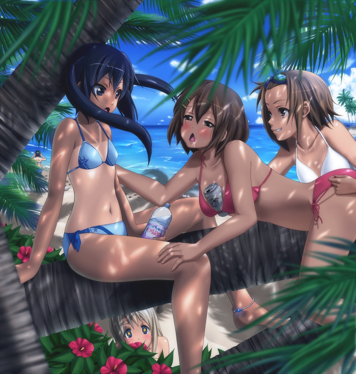 akiyama_mio bikini hirasawa_yui hyper_heiki k-on! kotobuki_tsumugi nakano_azusa swimsuits tainaka_ritsu tan_lines