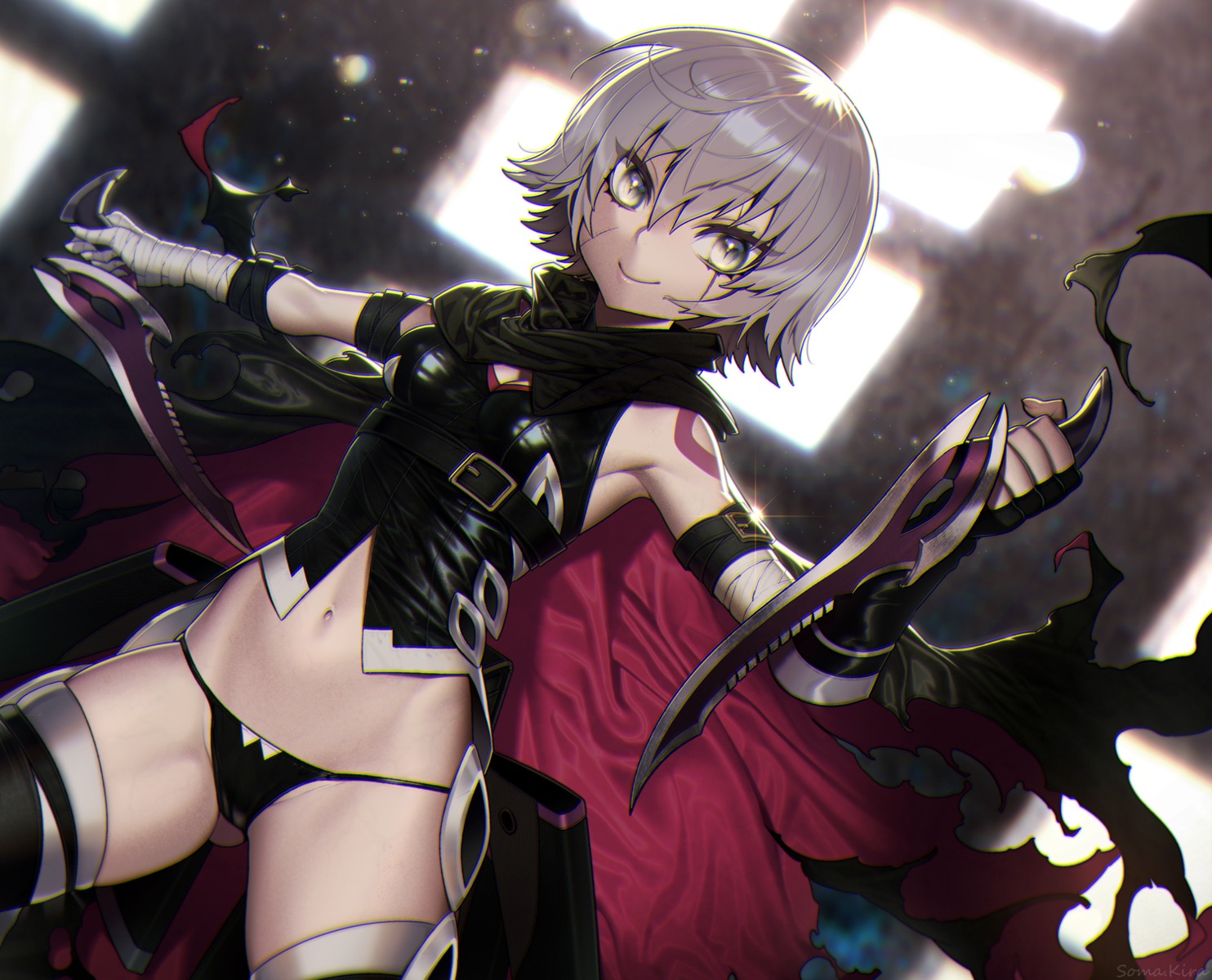 bandages fate/apocrypha fate/stay_night jack_the_ripper souma_kira tattoo thighhighs weapon