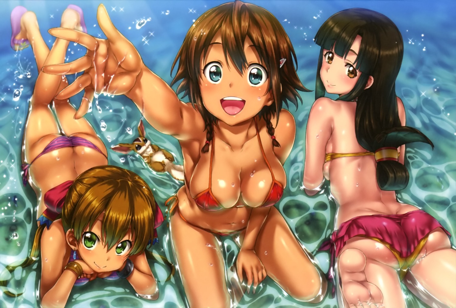 amy_(gargantia) ass bikini cleavage feet hisasi melty_(gargantia) saaya_(gargantia) suisei_no_gargantia swimsuits wet