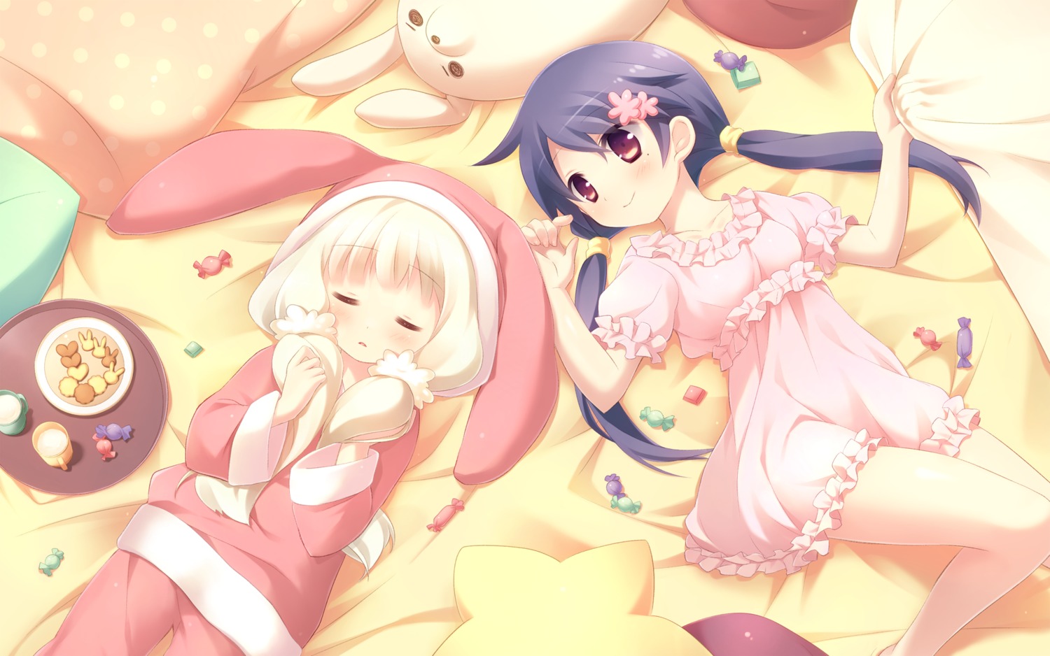 cafe_sourire cuffs ogiwara_kyouko pajama suimya wallpaper yukishita_miyuri