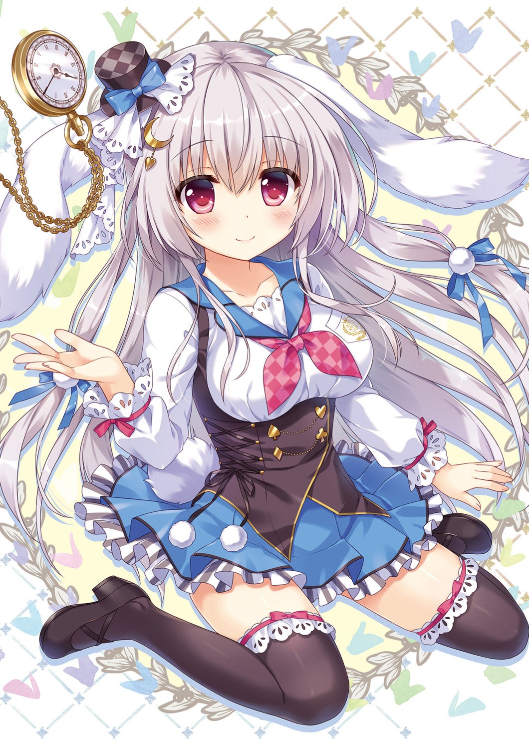 ameto_yuki animal_ears blanc_(ameto_yuki) bunny_ears heels seifuku tail thighhighs