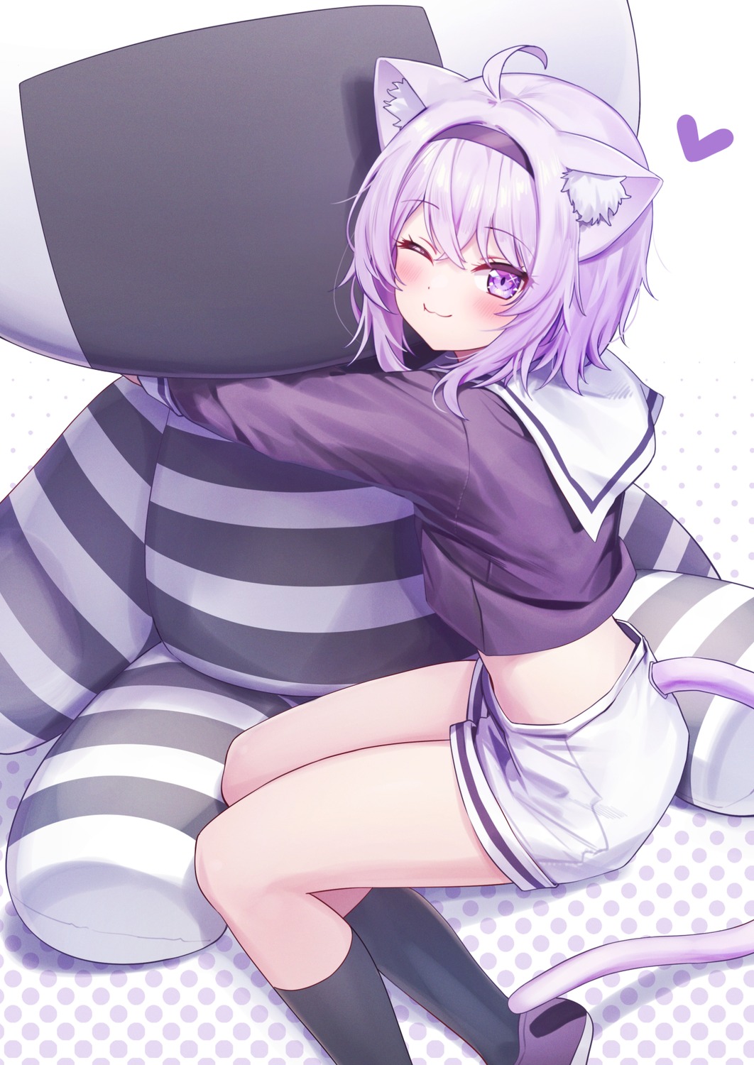 animal_ears deadnooodles hololive hololive_gamers nekomata_okayu nekomimi onigiryaa seifuku tail