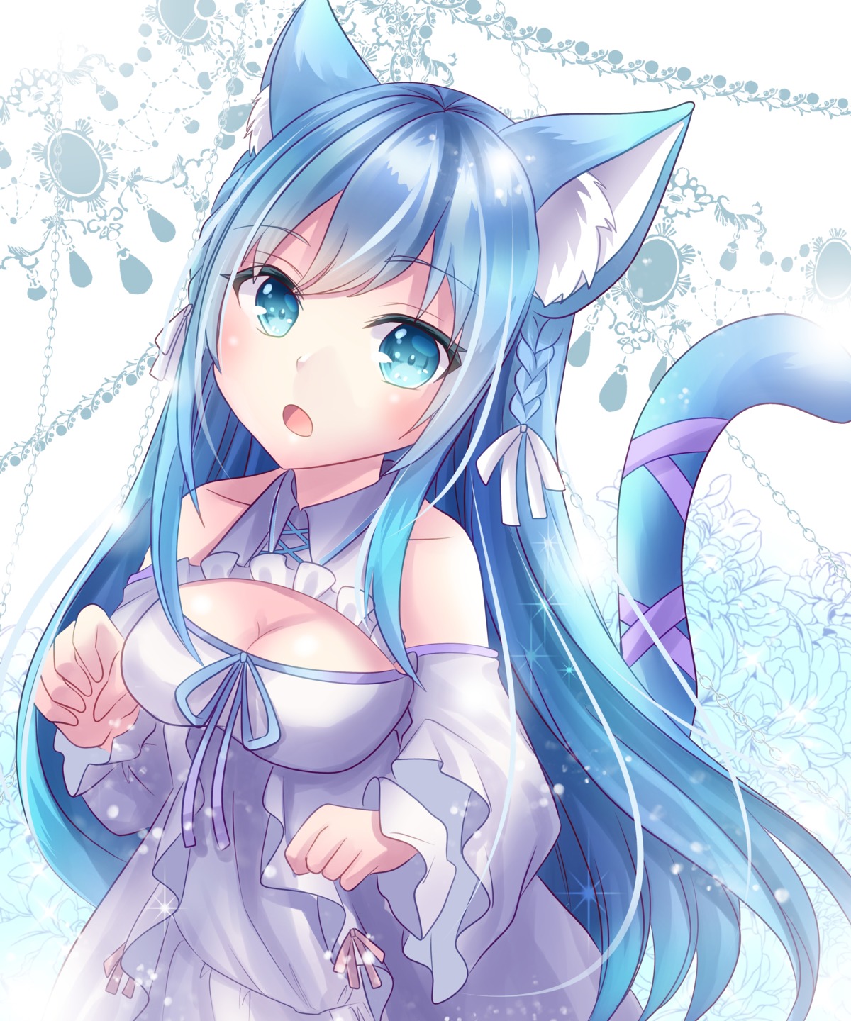 animal_ears cleavage dress nekomimi tagme tail