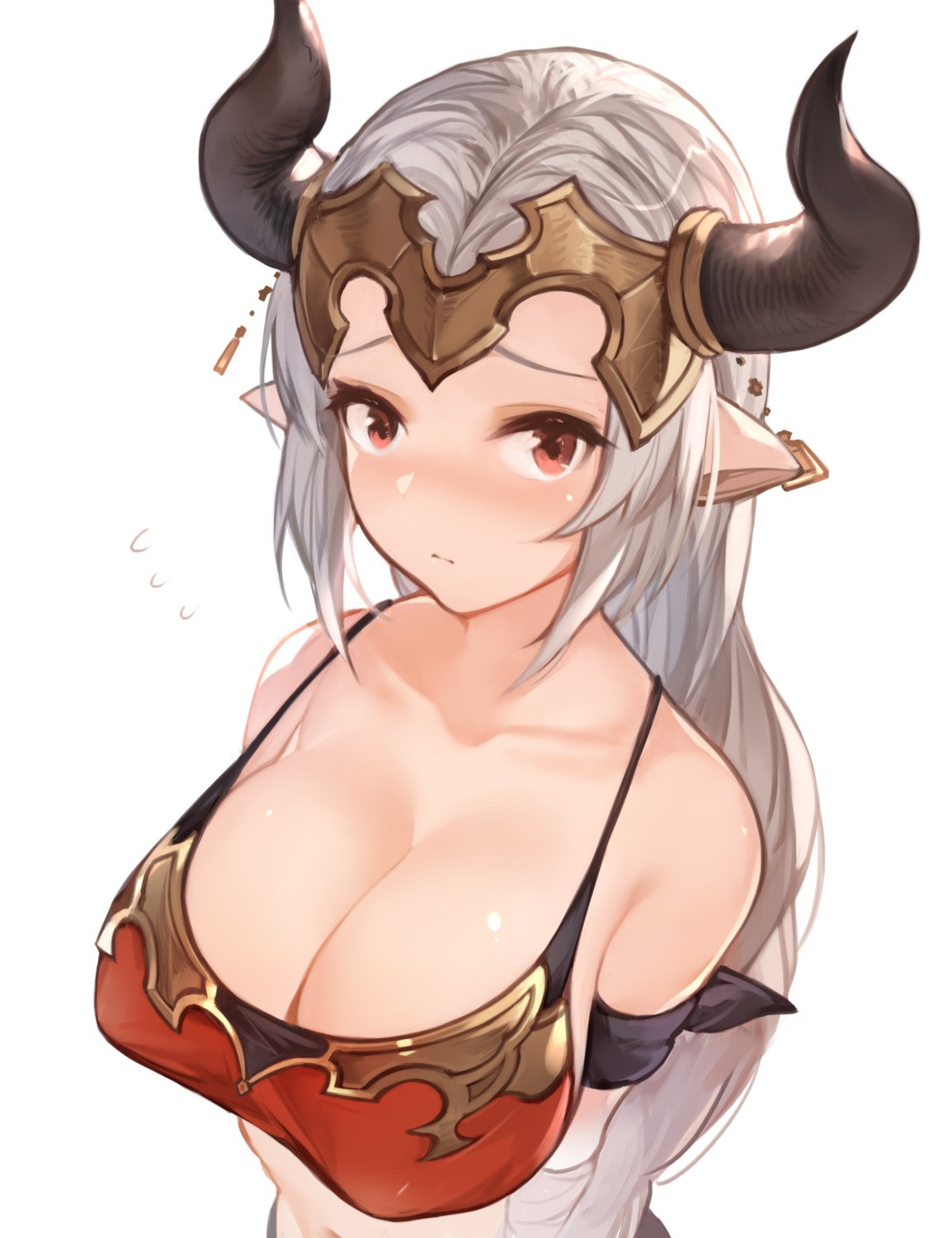 aleeza_(granblue_fantasy) bikini_armor erect_nipples granblue_fantasy hana_mori horns pointy_ears