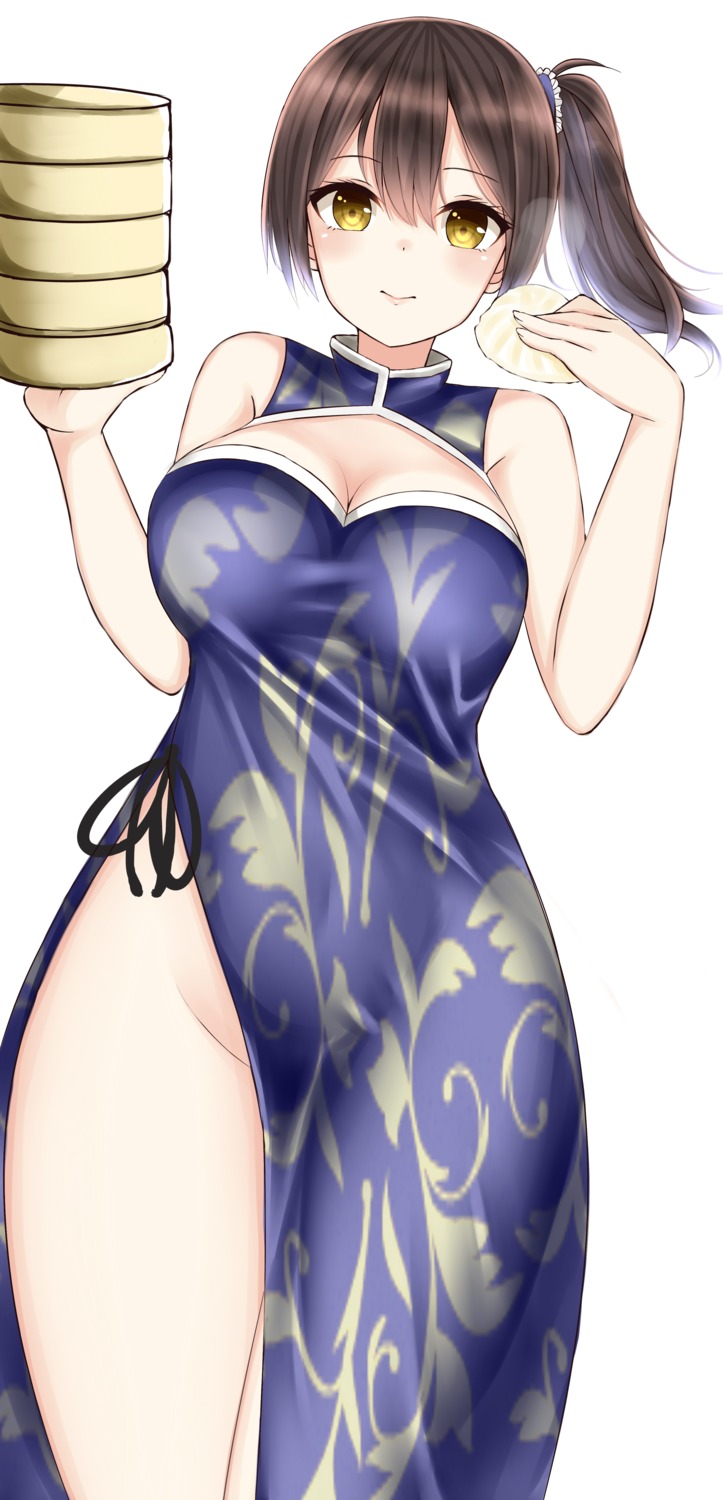 chinadress cleavage kaga_(kancolle) kantai_collection mizukoshi_(marumi) nopan