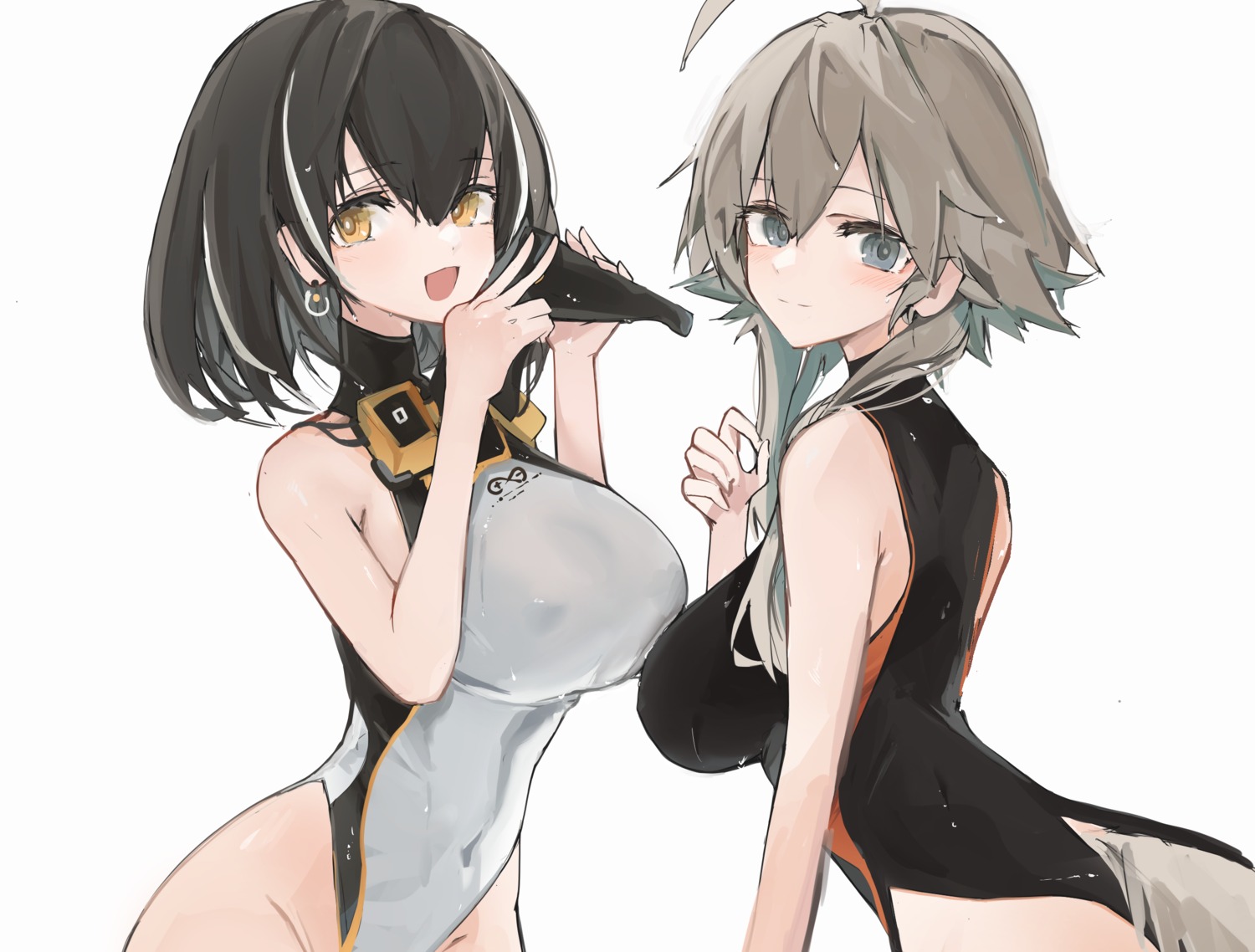 animal_ears arknights magallan_(arknights) mayer_(arknights) mikojin sketch swimsuits tail