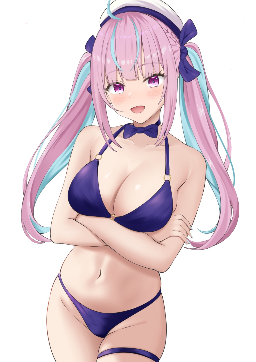 bikini breast_hold garter hololive minato_aqua seriponpoyon swimsuits