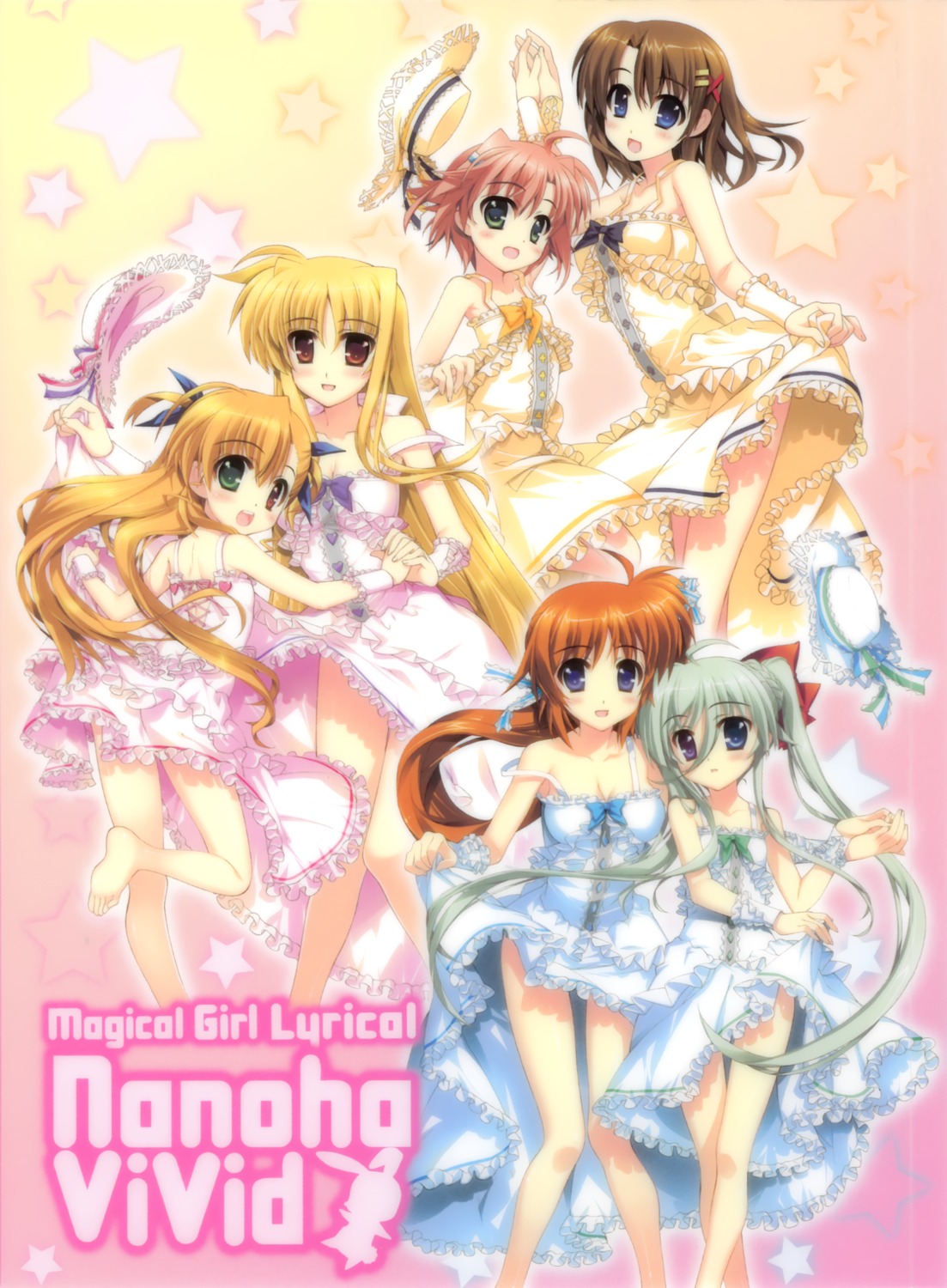 dress einhart_stratos fate_testarossa fujima_takuya heterochromia mahou_shoujo_lyrical_nanoha mahou_shoujo_lyrical_nanoha_vivid miura_rinaldi takamachi_nanoha vivio yagami_hayate