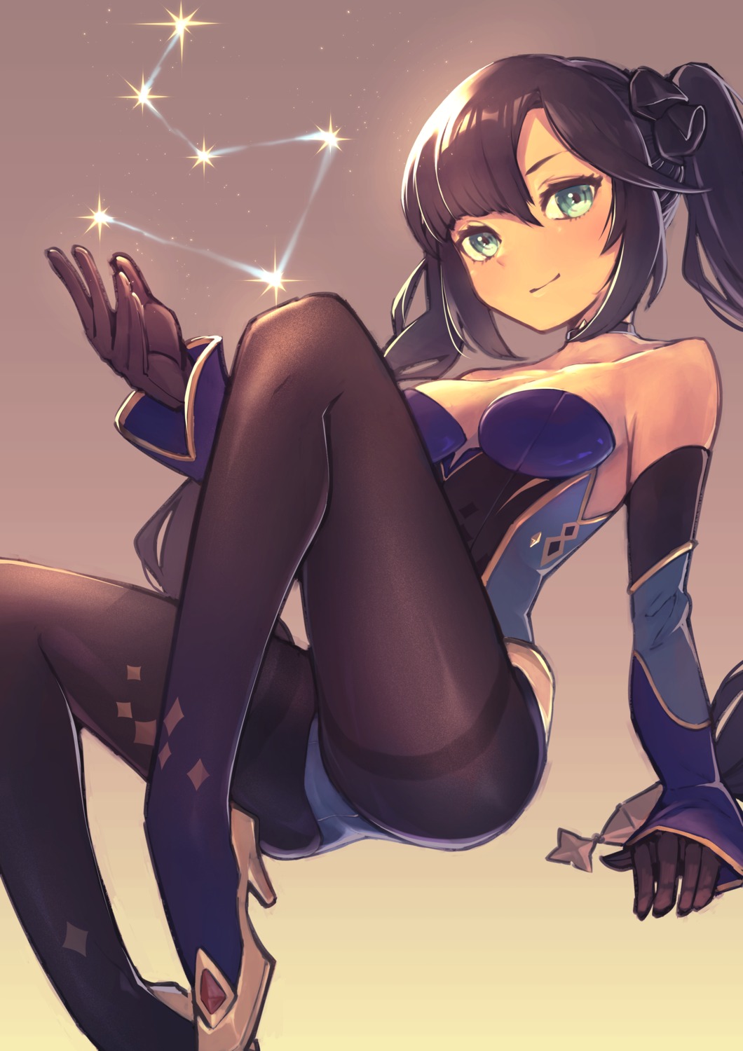 genshin_impact heels kyouyasai4423 leotard mona_megistus no_bra pantyhose