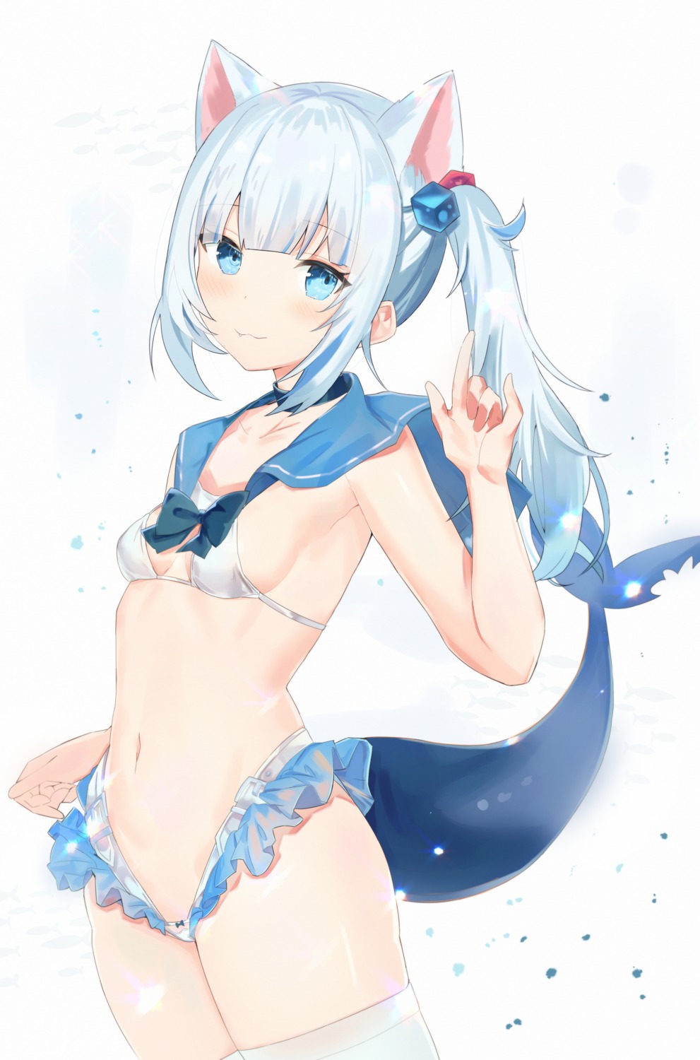 animal_ears bikini dedeko gawr_gura hololive hololive_english nekomimi swimsuits tail thighhighs