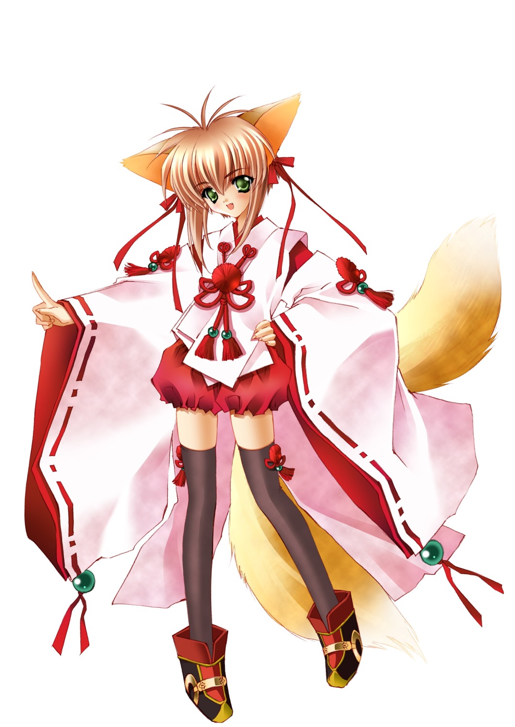 animal_ears kimono kitsune meirin tail thighhighs yami_to_boushi_to_hon_no_tabibito