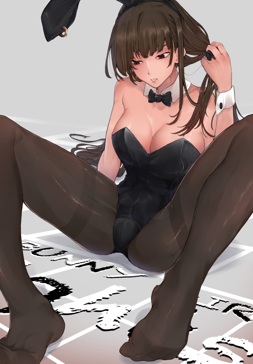 animal_ears bunny_ears bunny_girl chiwakotarou cleavage feet pantyhose