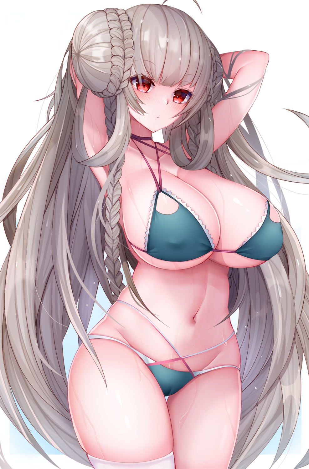 azur_lane bikini cameltoe cleavage erect_nipples formidable_(azur_lane) g3_(g310b3) swimsuits thighhighs