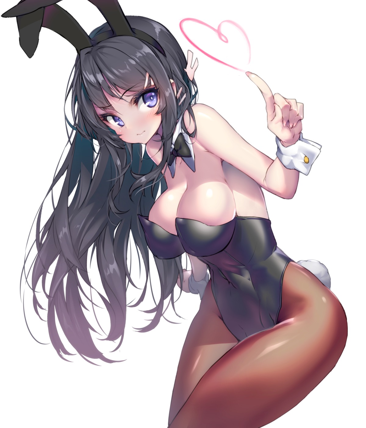 animal_ears bunny_ears bunny_girl hong_(white_spider) no_bra pantyhose sakurajima_mai seishun_buta_yarou_series tail