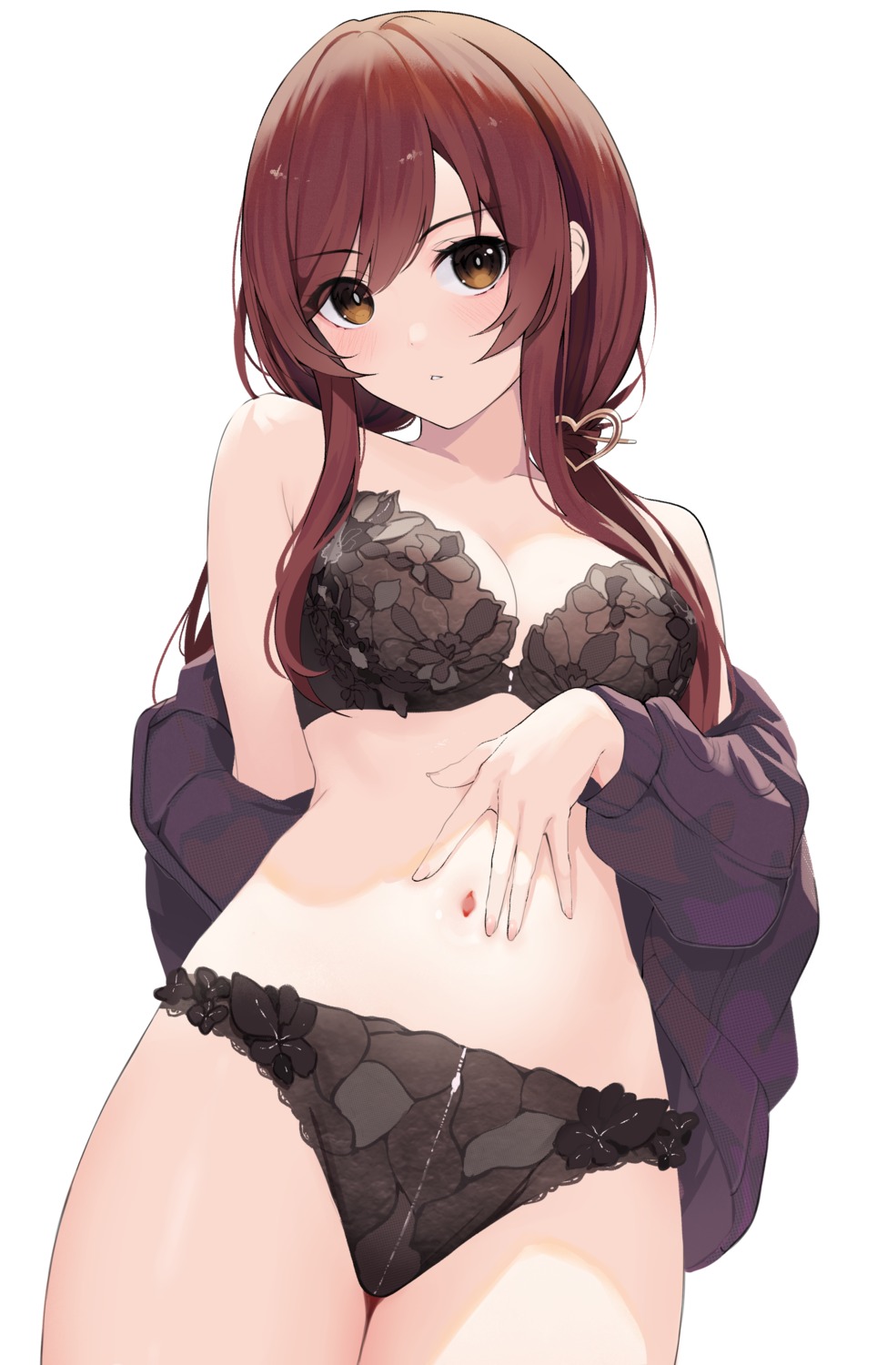 bra cleavage gin00 oosaki_amana open_shirt pantsu sweater the_idolm@ster the_idolm@ster_shiny_colors