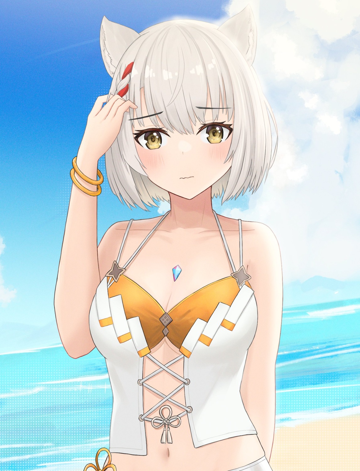 animal_ears cleavage mio_(xenoblade_3) swimsuits tagme xenoblade_(series) xenoblade_3