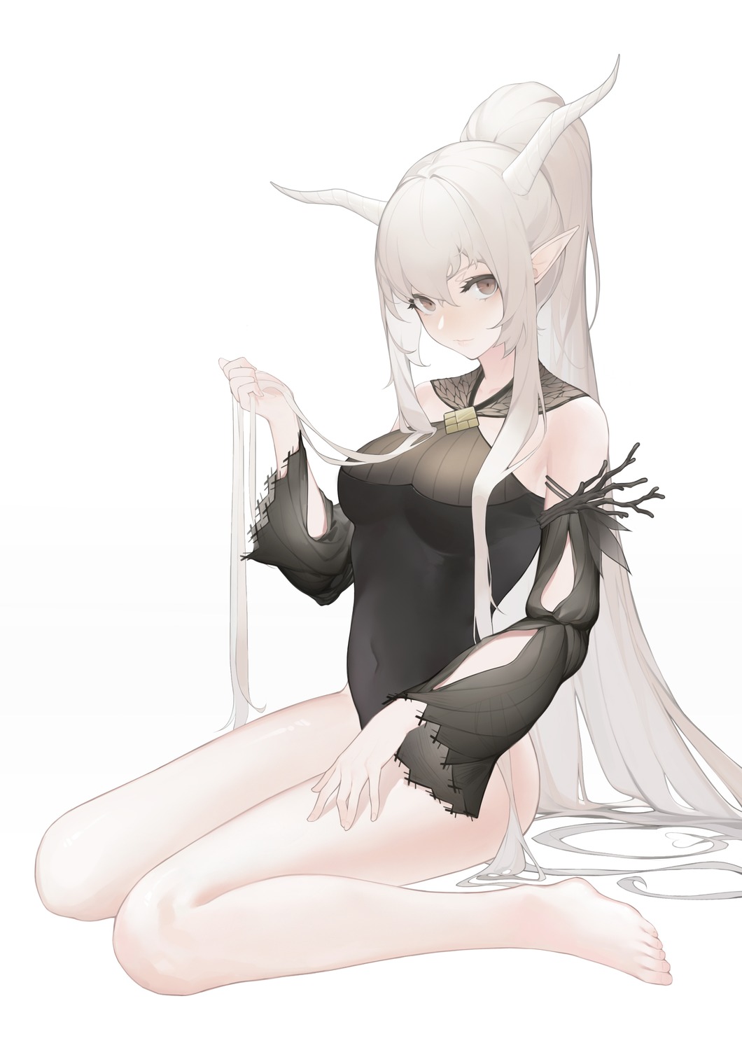 arknights horns leotard pointy_ears pwd shining_(arknights)