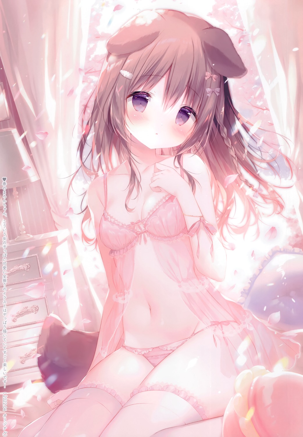 animal_ears inumimi marron_(shiratama) pantsu see_through shiratama shiratamaco tail thighhighs