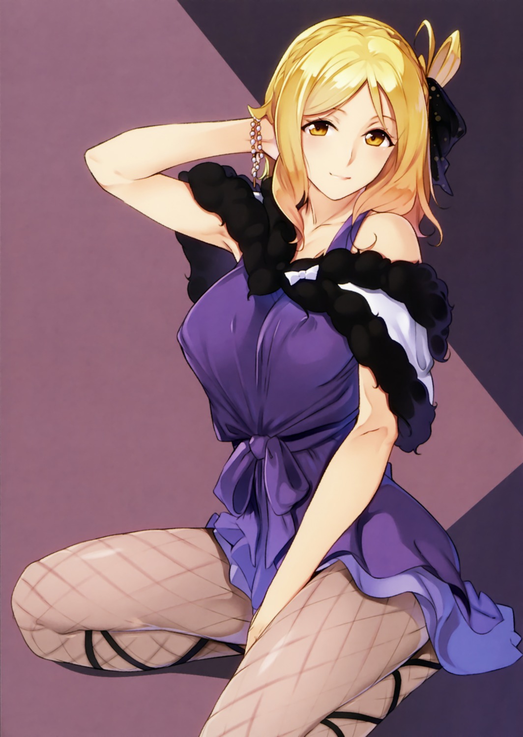 dress erect_nipples fishnets love_live!_sunshine!! nanao ohara_mari pantyhose