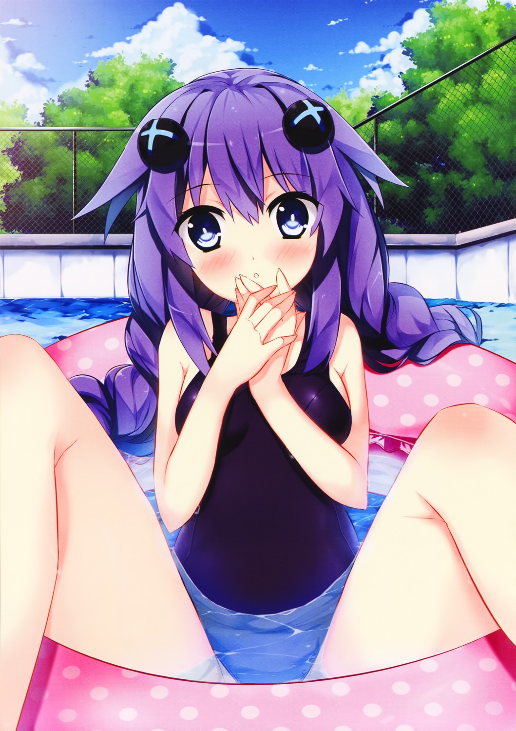 choujigen_game_neptune kaho_okashii purple_heart swimsuits