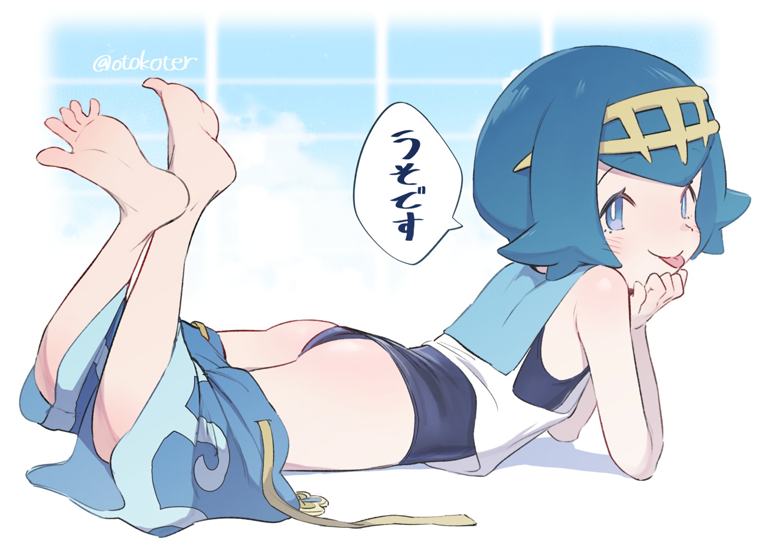 ass feet loli pokemon pokemon_sm pokemon_usum school_swimsuit suiren_(pokemon) swimsuits toku_(ke7416613)