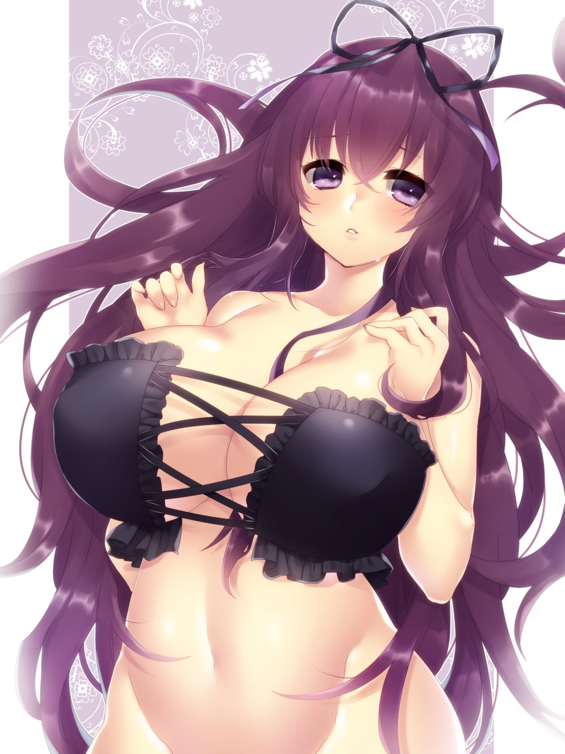 bottomless bra cleavage murasaki_(senran_kagura) senran_kagura senran_kagura:_shinovi_versus yutazou