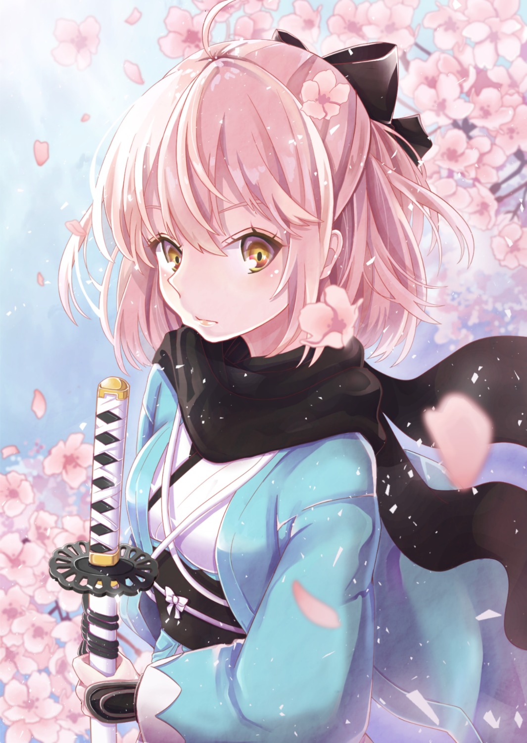 fate/grand_order hayashi_takeo japanese_clothes okita_souji_(fate) sword