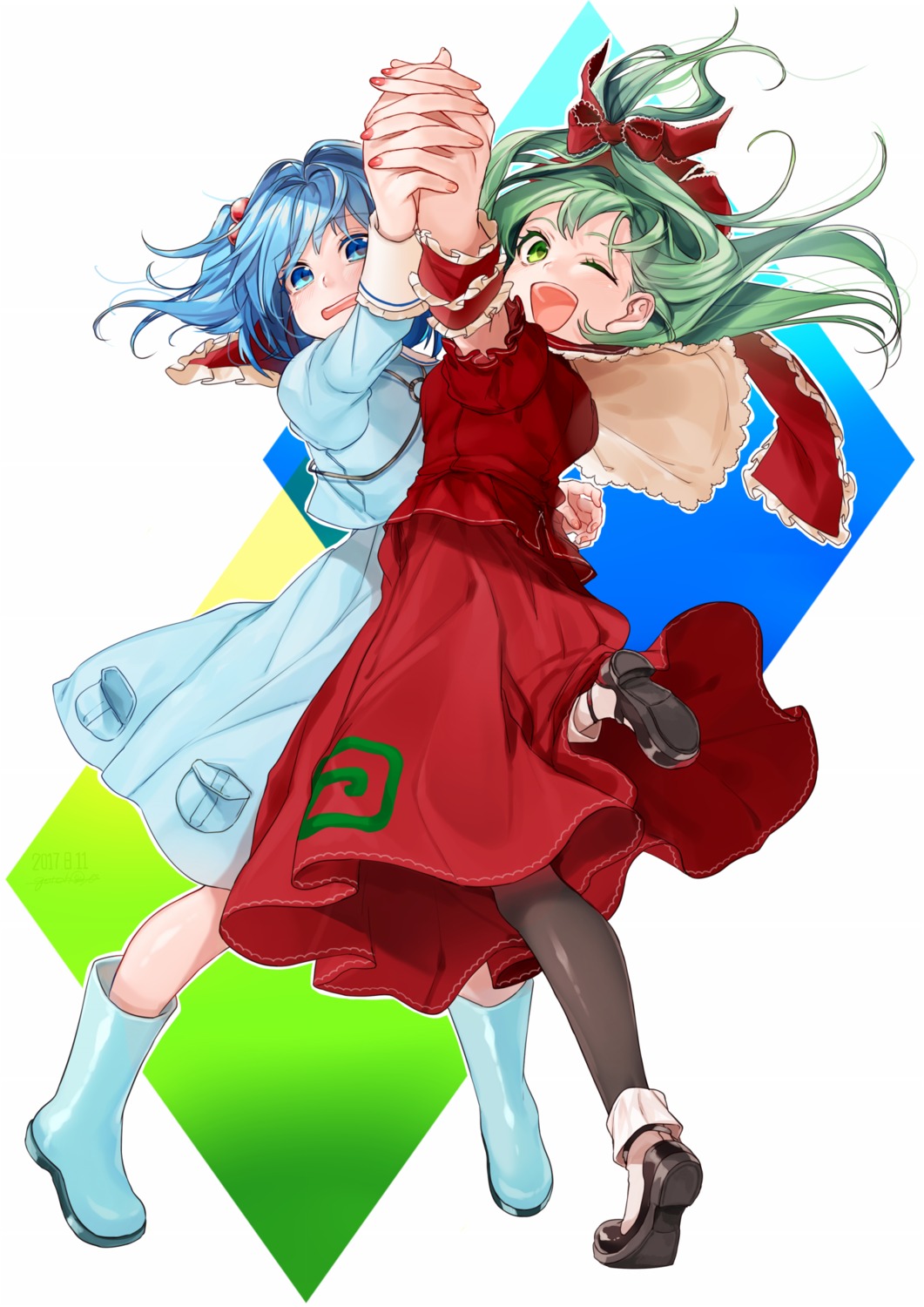 dress gotoh510 kagiyama_hina kawashiro_nitori pantyhose touhou