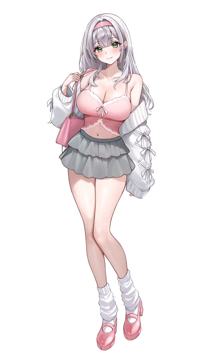 cleavage holika_baby hololive shirogane_noel sweater