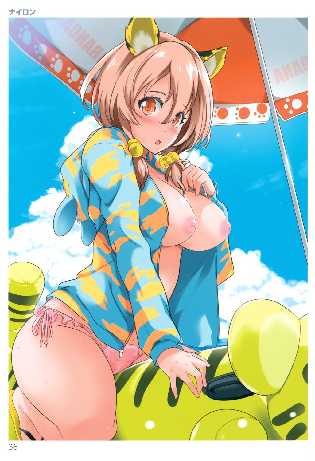 animal_ears breasts nipples nylon open_shirt swimsuits toranoana