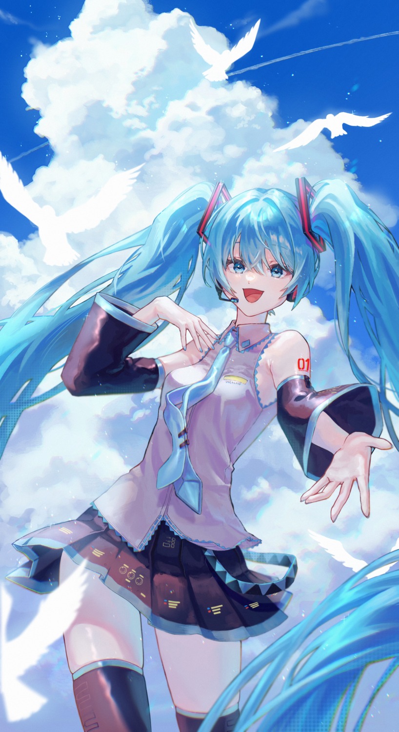 hatsune_miku headphones tagme tattoo thighhighs vocaloid