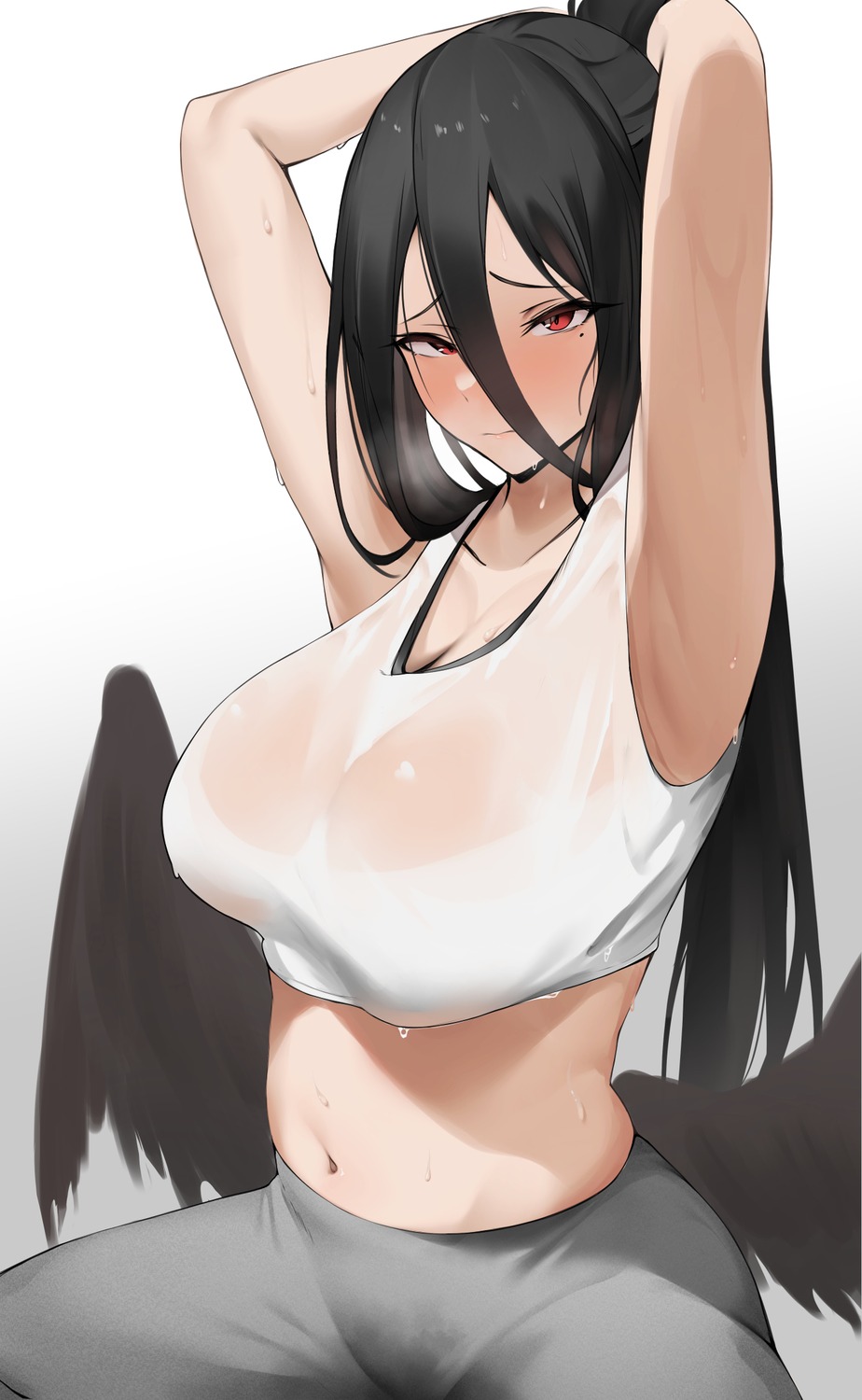 amondo blue_archive hanekawa_hasumi see_through wet_clothes wings