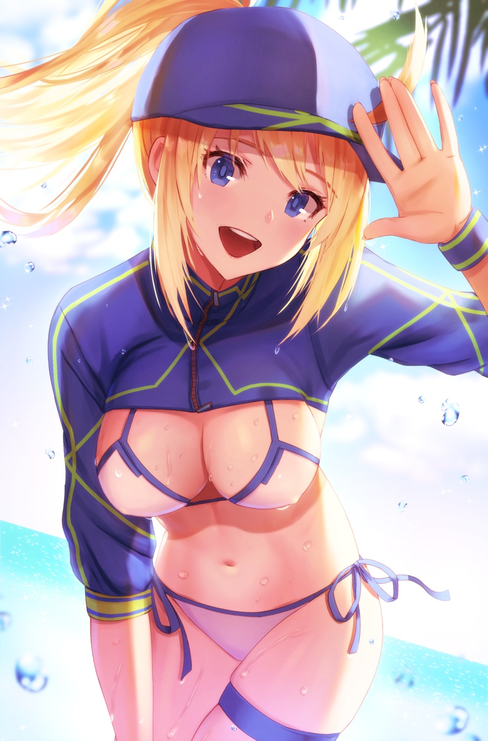 bikini cleavage dolce_(dolsuke) erect_nipples fate/grand_order garter heroine_xx swimsuits wet