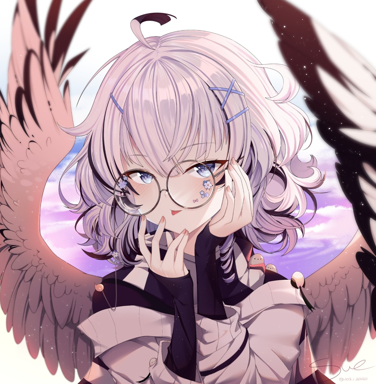 megane sue_(myblackstar5) sweater tattoo wings