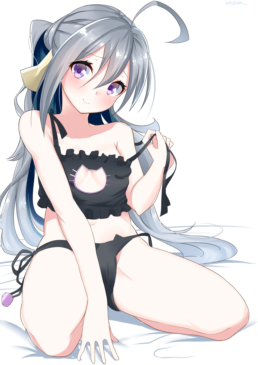 bra cameltoe cleavage kantai_collection kiyoshimo_(kancolle) lingerie loli nebusoku pantsu string_panties undressing