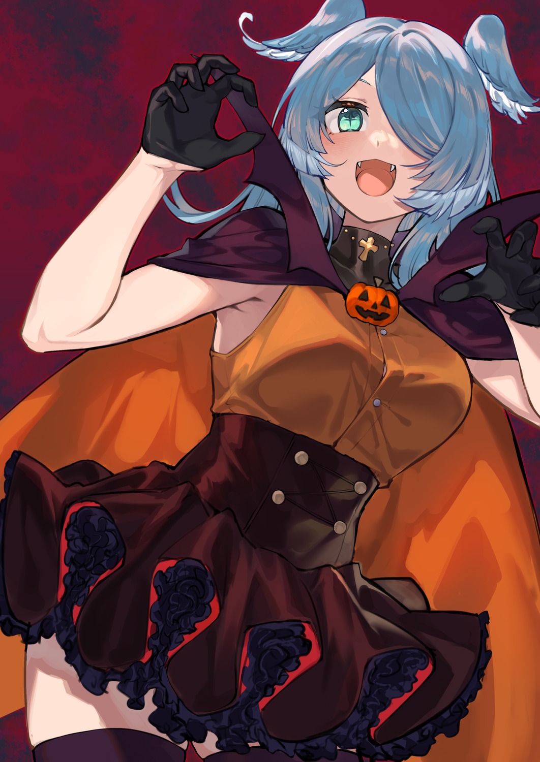 dress elira_pendora halloween hati105 nijisanji nijisanji_en thighhighs wings