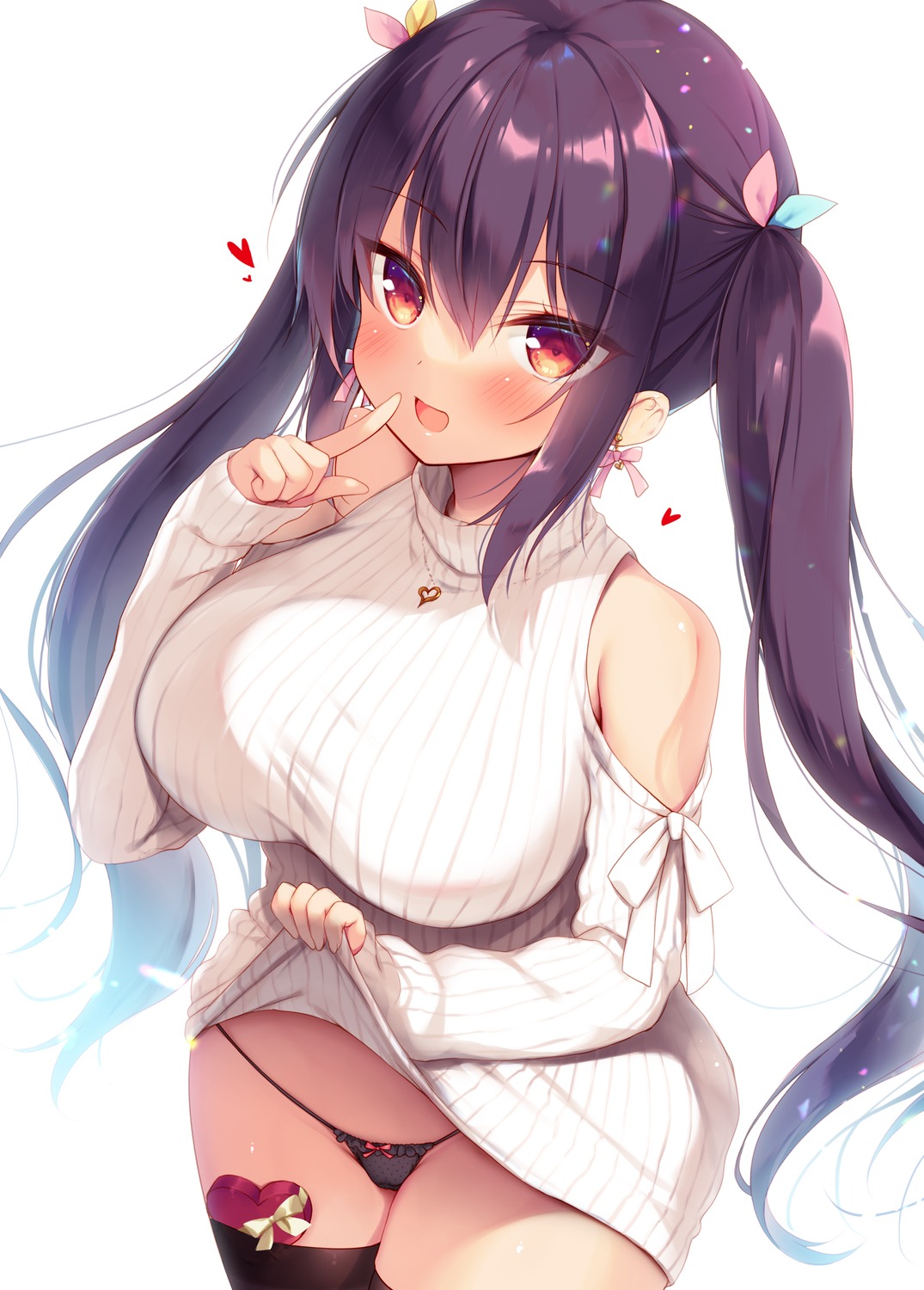 23.4° dress ichiri pantsu skirt_lift sweater thighhighs valentine