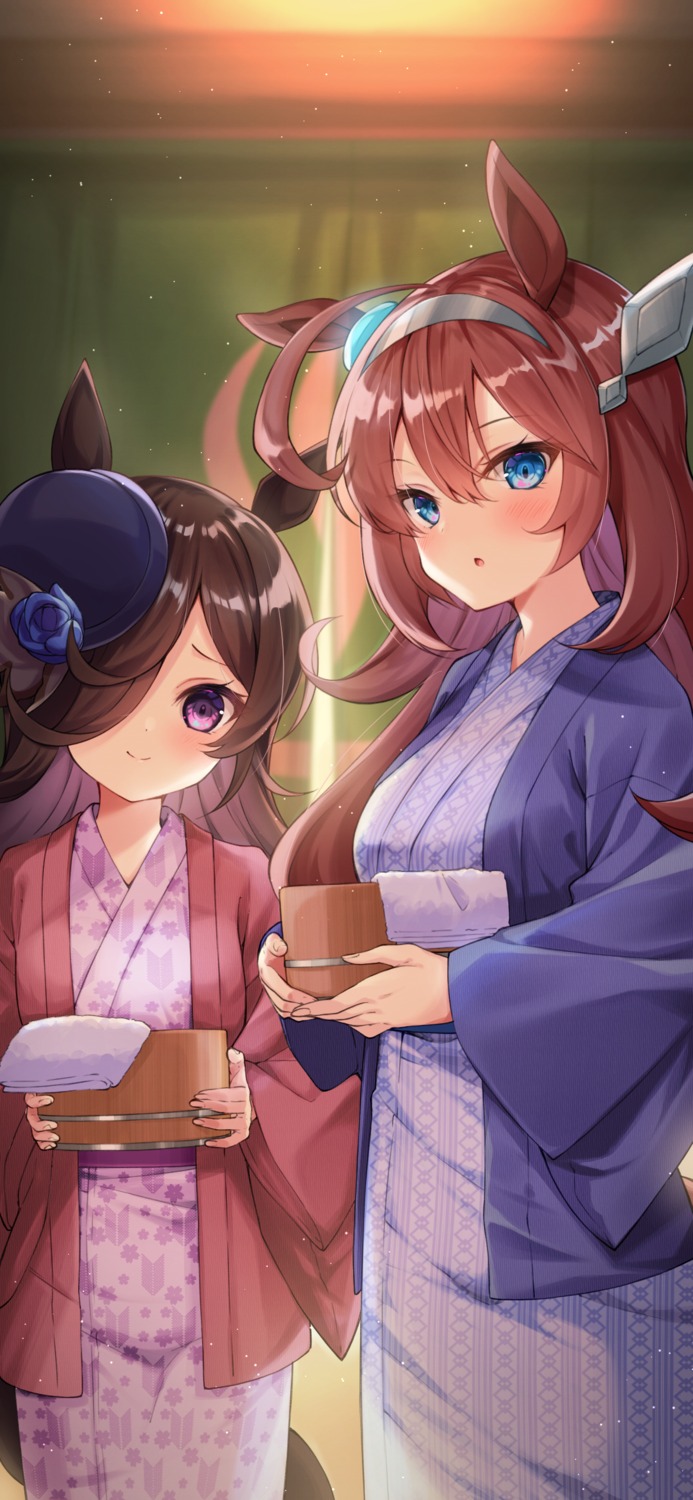 animal_ears fukemachi mihono_bourbon_(umamusume) rice_shower_(umamusume) uma_musume_pretty_derby yukata