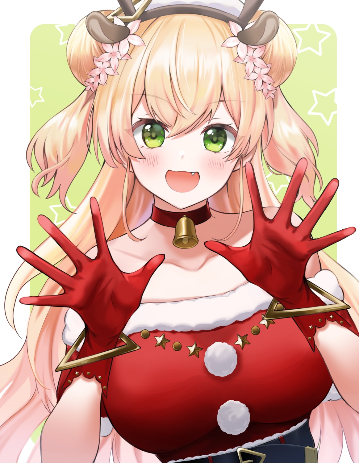 animal_ears christmas hololive horns momosuzu_nene yuki_(asayuki101)