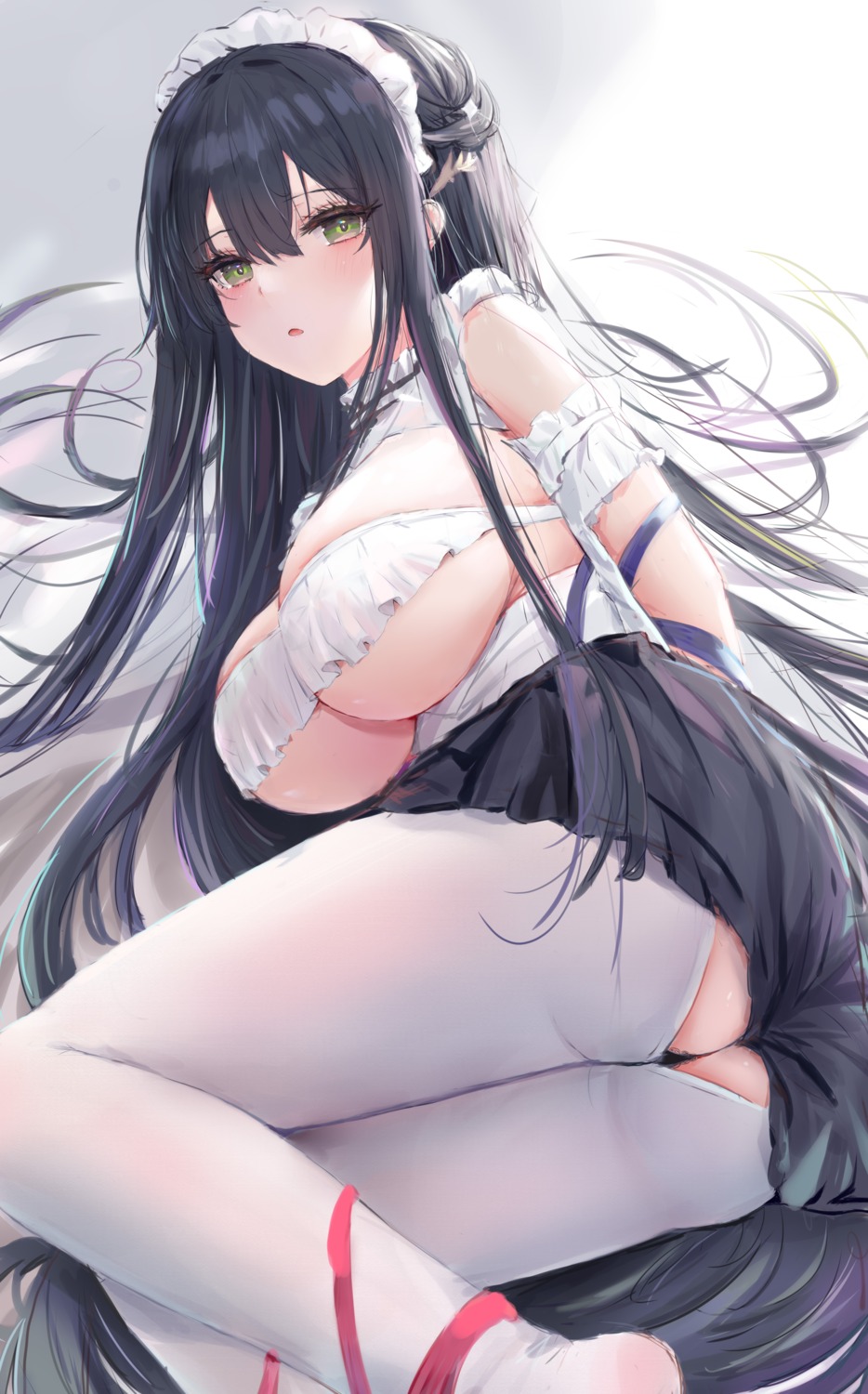 ass azur_lane indomitable_(azur_lane) lshiki maid no_bra pantsu pantyhose thong