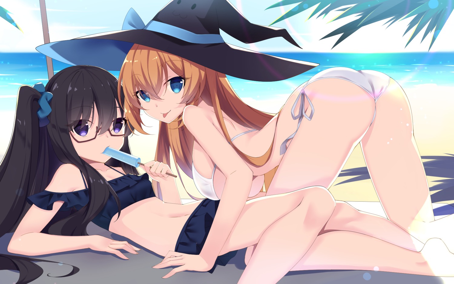 ass bikini cleavage crossover megane rx7649 swimsuits thong underboob wallpaper witch