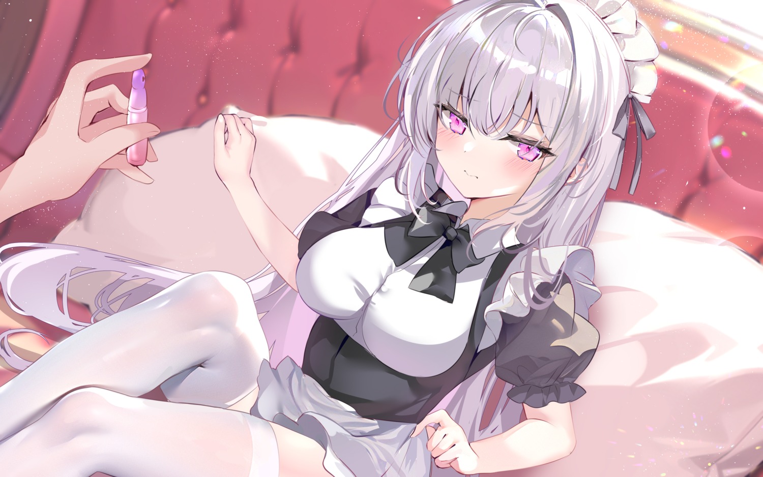 maid pon skirt_lift thighhighs