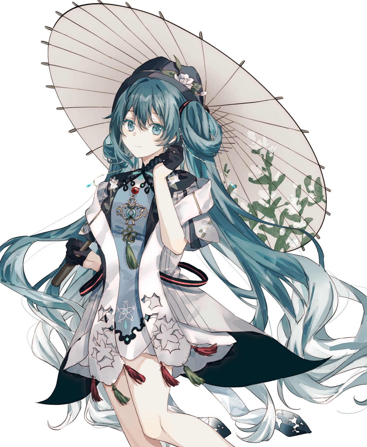 asian_clothes gocoli hatsune_miku hatsune_miku_with_you umbrella vocaloid