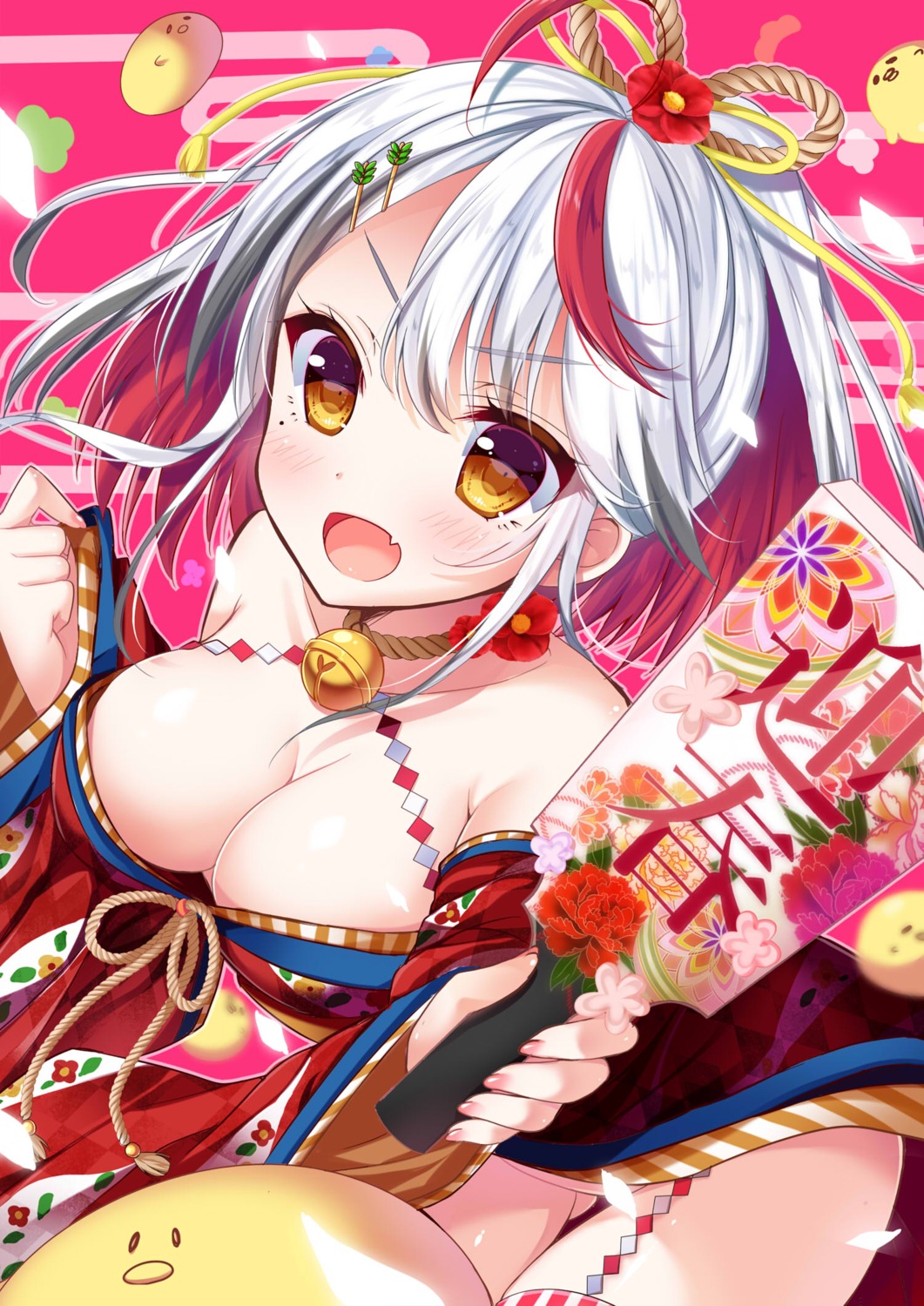 cleavage kimono komiya_hitoma nopan