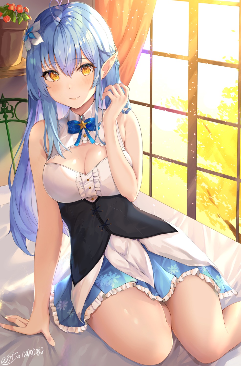 cleavage elf hololive pointy_ears shiina_aoi yukihana_lamy